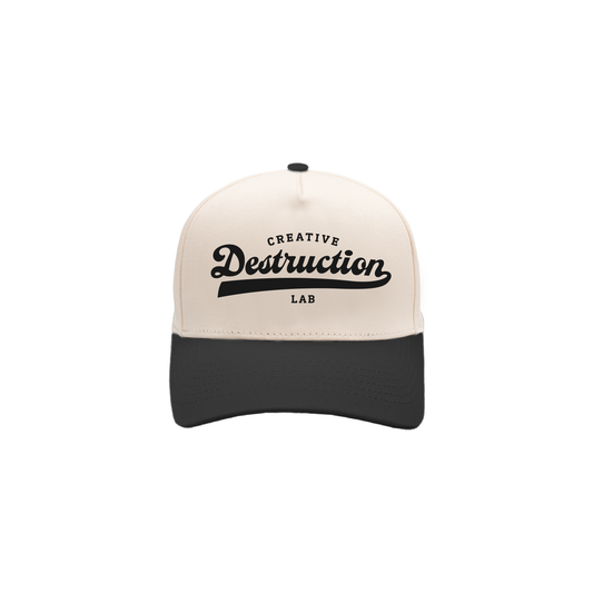 Varsity Hat – White & Black Stitch